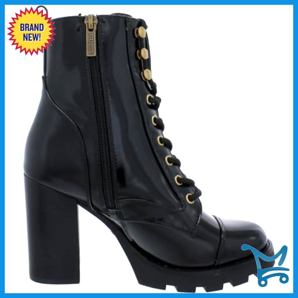 Women's Combat Booties with 3.31 Inch Block Heel and Lug Sole - Picture 2 of 3